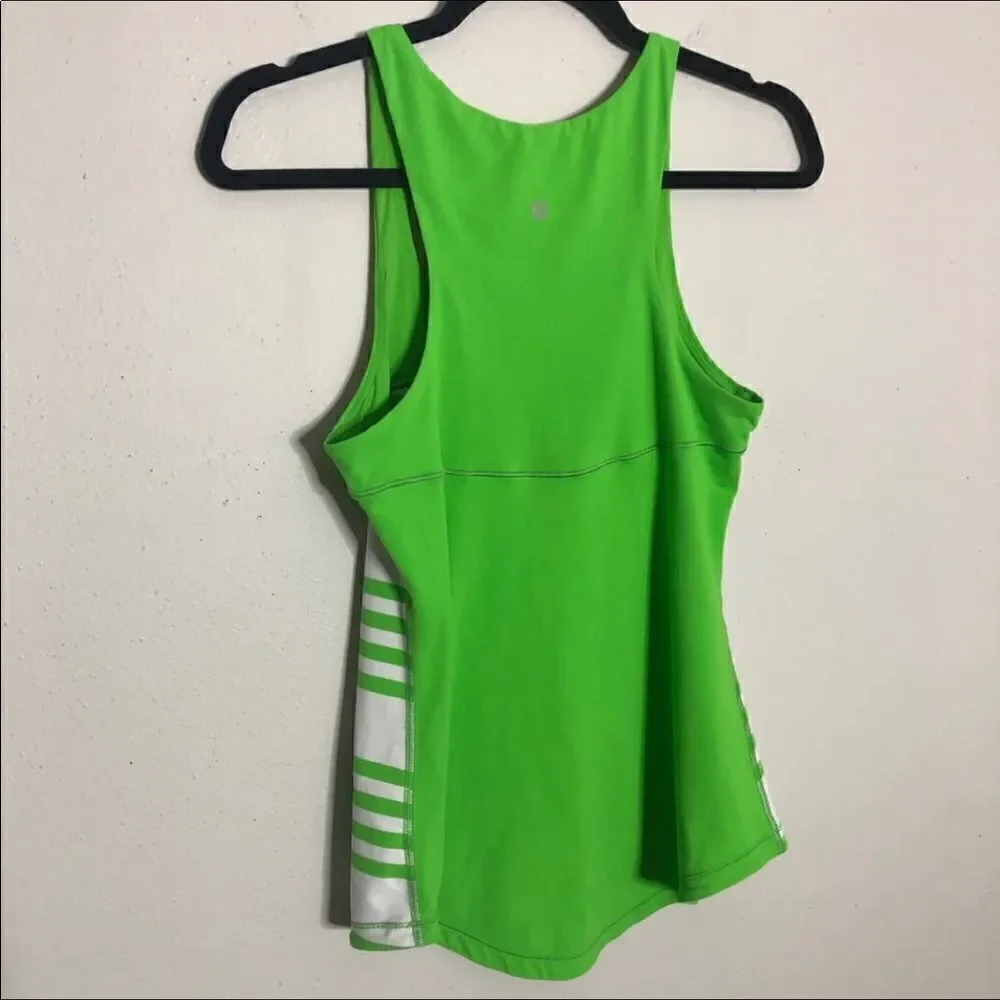 Lululemon Run: First Base Tank (super soft rulu!) green & white striped top
